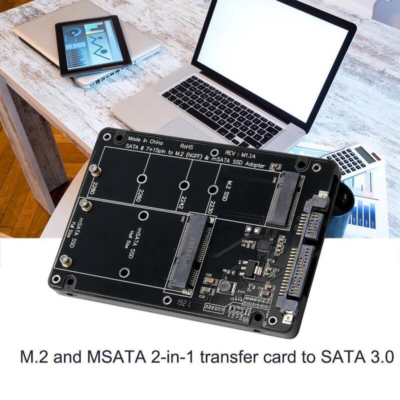 2 en 1 NGFF M.2 B M clé Mini PCI-E ou mSATA SSD vers SATA III carte adaptateur pour SSD Msata complet/2230/2242/2260/22x80 M2