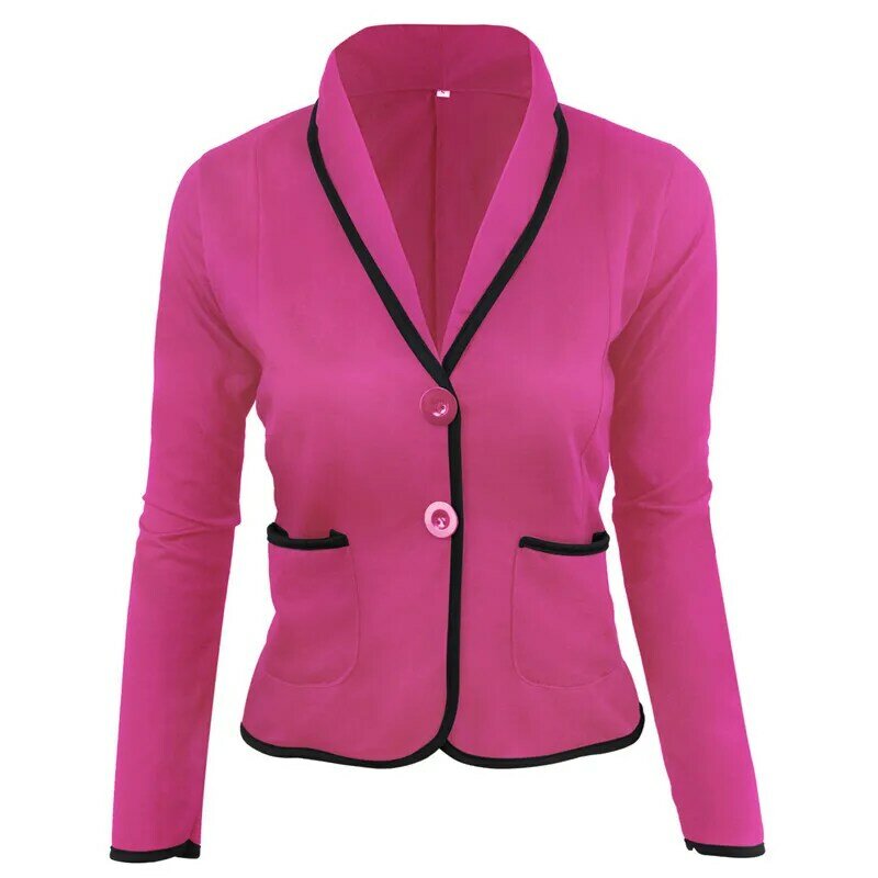 Trendy ladies pure color casual all-match thin European and American small suit temperament jacket female autumn and winter