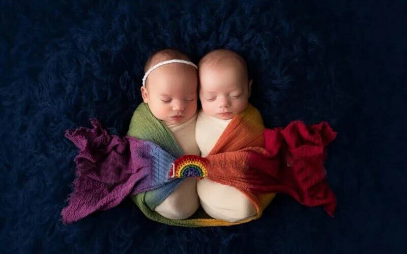 Cobertor para foto de bebê, adereços para fotografia recém-nascida, enrolador de algodão, esticável, arco-íris, estúdio fotográfico, cenário