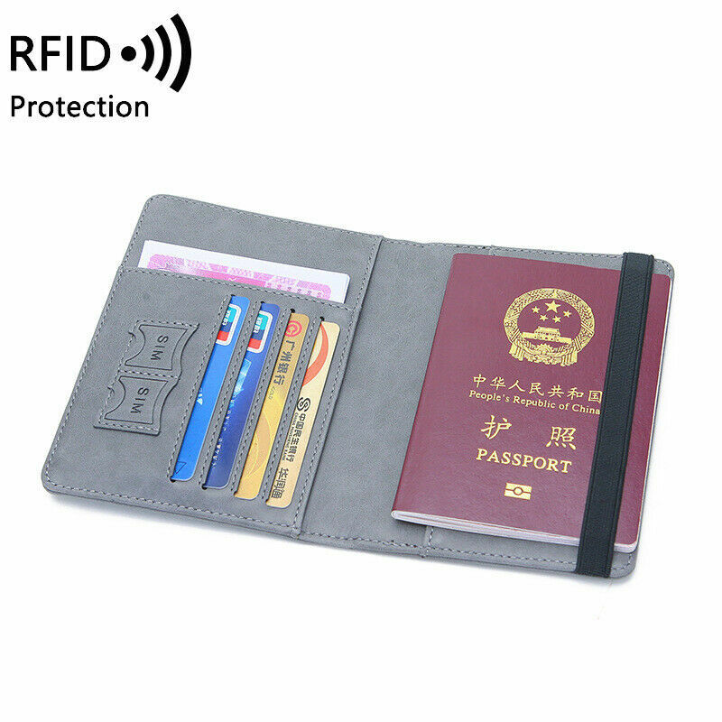 Pu レザーパスポート財布ケースホルダー RFID ID クレジットカード旅行財布カバーチャーム無限女性男性財布