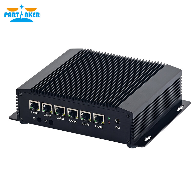 Partaker Fanless Mini PC Intel Core i5 8260U 6 LAN I225 Gigabit Ethernet 4*Usb 3.0 HD RS232 COM Firewall Router pfSense Minipc
