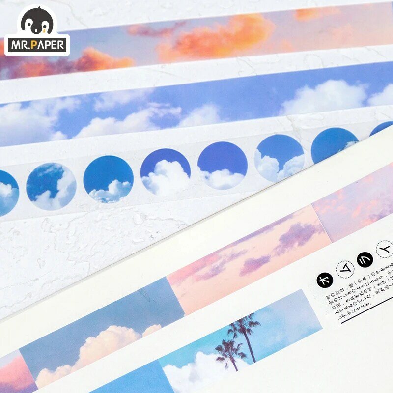 Mr.Paper 6 디자인 사랑스러운 푸른 하늘 Nightfall 크리 에이 티브 글 머리 기호 저널링 Washi 테이프 Scrapbooking DIY Decaration 마스킹 테이프