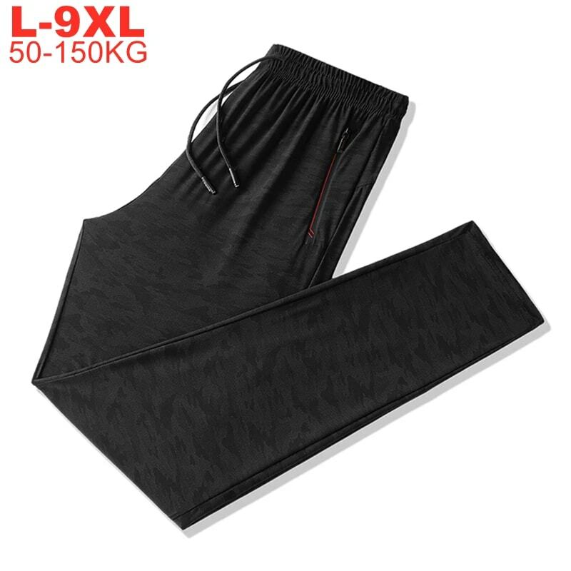 Large Size 9xl 8xl 7xl 6xl Camouflage Ice Silk Pants Men Large 150kg Sporting Trousers Thin Cool Summer Camo Sweatpants Male
