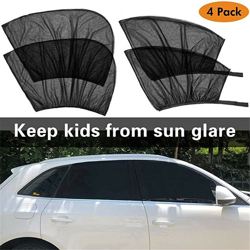 4 Pack verano protección UV frente del coche trasera parasol de ventana lateral Anti-sombrilla para mosquitos neto de malla de cortina para el sedán SUV MPV