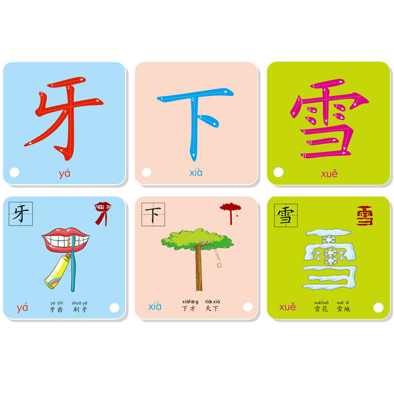2 Sets 1008 Pagina 'S Chinese Karakters Pictographic Flash Card 1 & 2 Voor 0-8 Jaar Oude Baby/peuters/Kinderen 8X8 Cm Leren Kaart