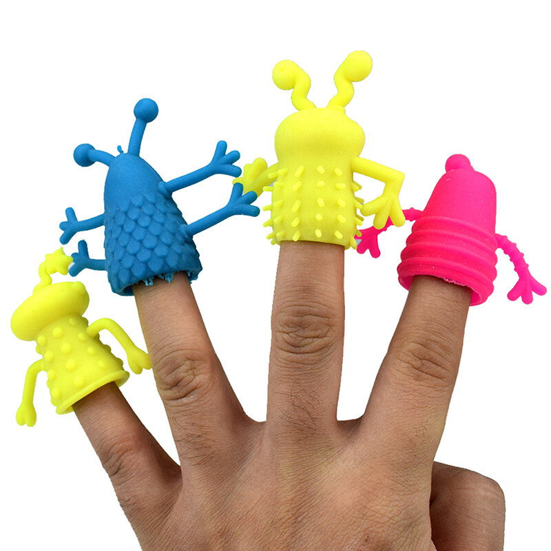 4 Stks/set Nieuwigheid Plastic Leuke Uitdrukking Handpoppen Kinderen Kids Finger Puppets Speelgoed Ouders Storytelling Props Kerst