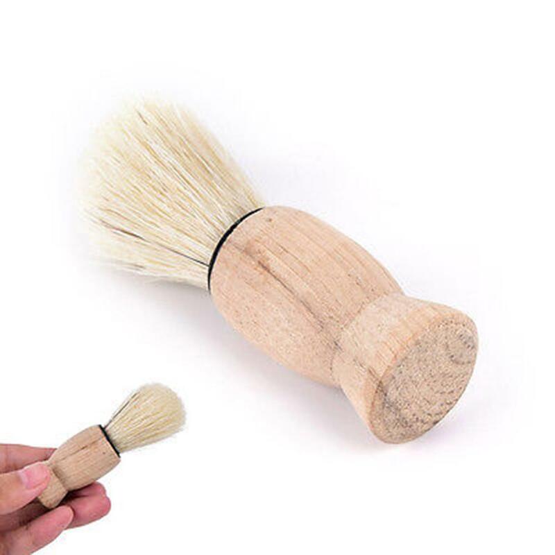 Cepillo de afeitar con mango de madera para hombre, herramienta de limpieza de barba, pelo de tejón