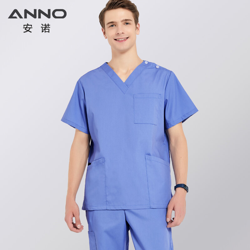 Anno Blauw Scrubs Kleding Verpleegkundige Uniformen Pretty Dental Suit Ziekenhuis Kleding Sets Tops Bottoms Werk Pak
