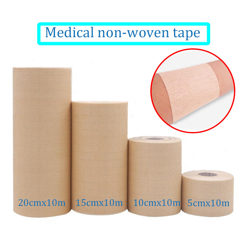 1 Roll 10/15/20cmx10m Medical Non-woven Yellow Skin Color Tape for Plaster and Wound Dressing Fixation Breathable Adhesive Tape