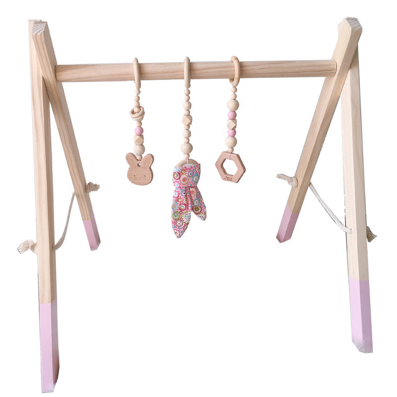 Nordic de madeira do bebê atividade ginásio brinquedo jogar berçário anel sensorial-puxar brinquedo fitness quadro quarto decoração roupas rack de brinquedo para crianças