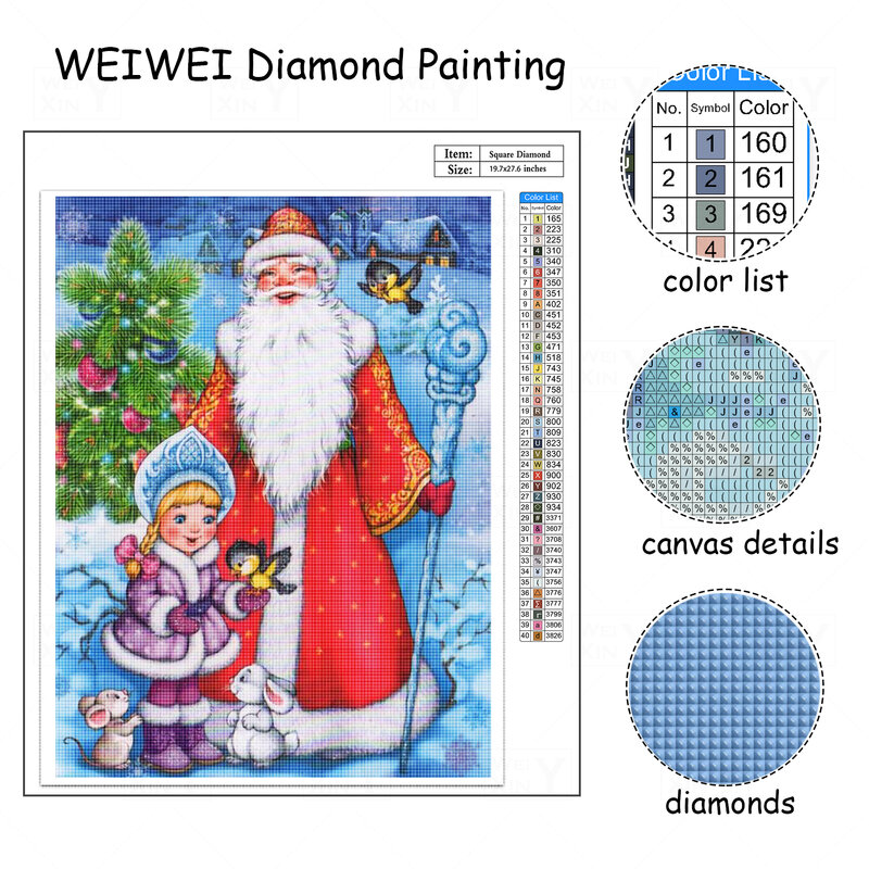 Weiwei Diamant Mozaïek Kerstman Ronde Vierkante Volledige Kruissteek Kerst Diamant Schilderij Voor Volwassenen Diy Handwerk Voor Decor