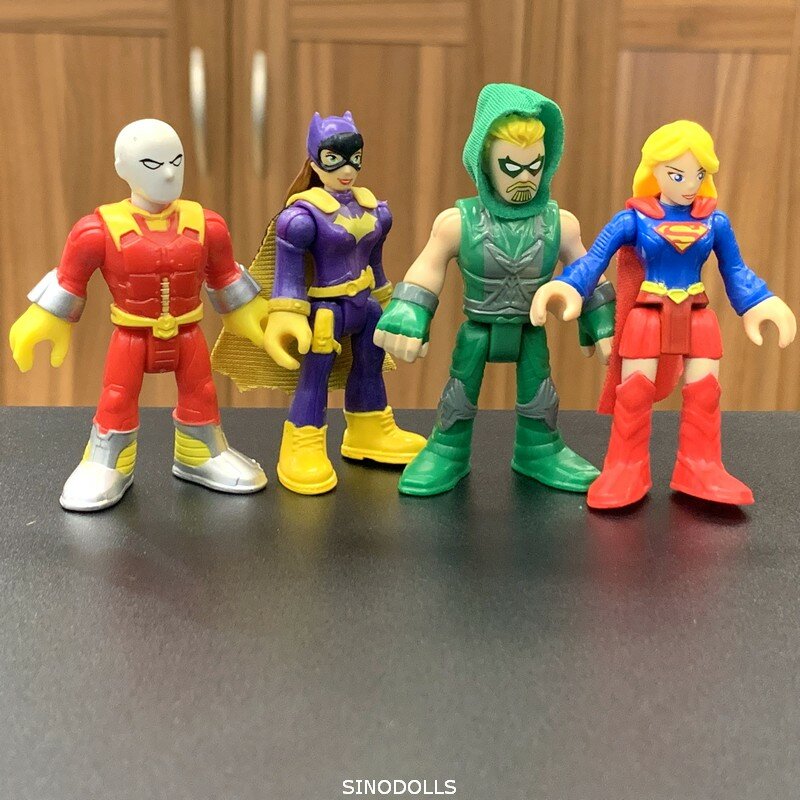 4 pçs fisher dc super menina herói & seta verde figuras de ação brinquedos presente