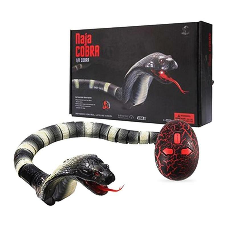 44Cm Afstandsbediening Realistische Snake Speelgoed Met Flash Licht Intrekbare Tong Swingende Staart Usb-oplaadkabel Prank Speelgoed