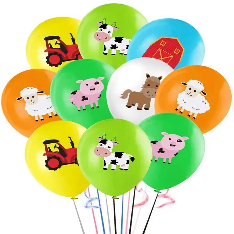 Animali da fattoria palloncino decorazioni per feste a tema palloncino cartone animato mucca Set di stoviglie usa e getta Baby Shower forniture per feste palloncino