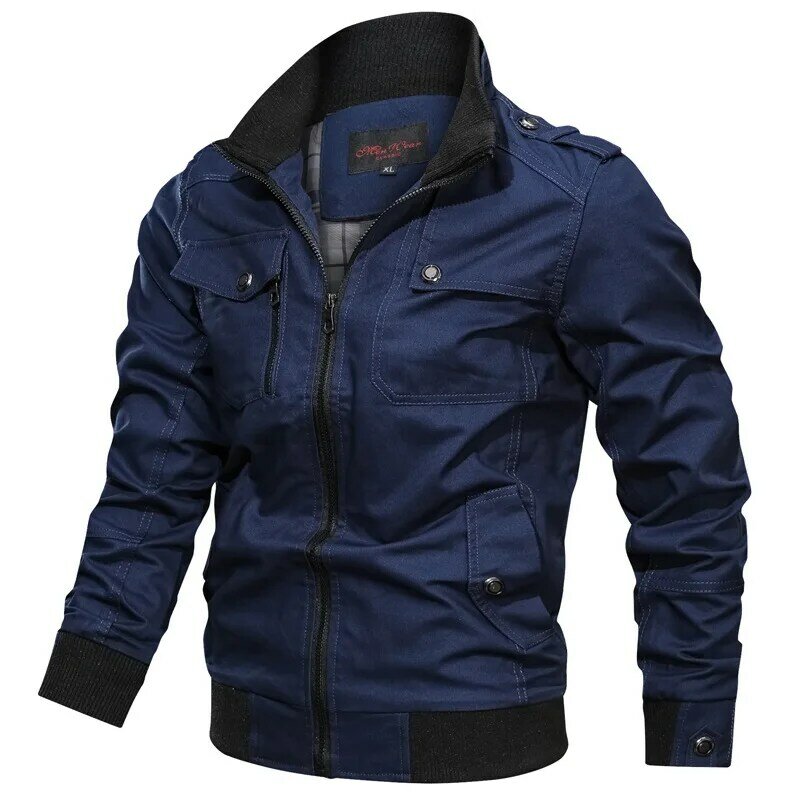Primavera outono jaqueta masculina de algodão blusão bombardeiro casaco militar táticas jaquetas homem carga casual jaqueta roupas dos homens 2022