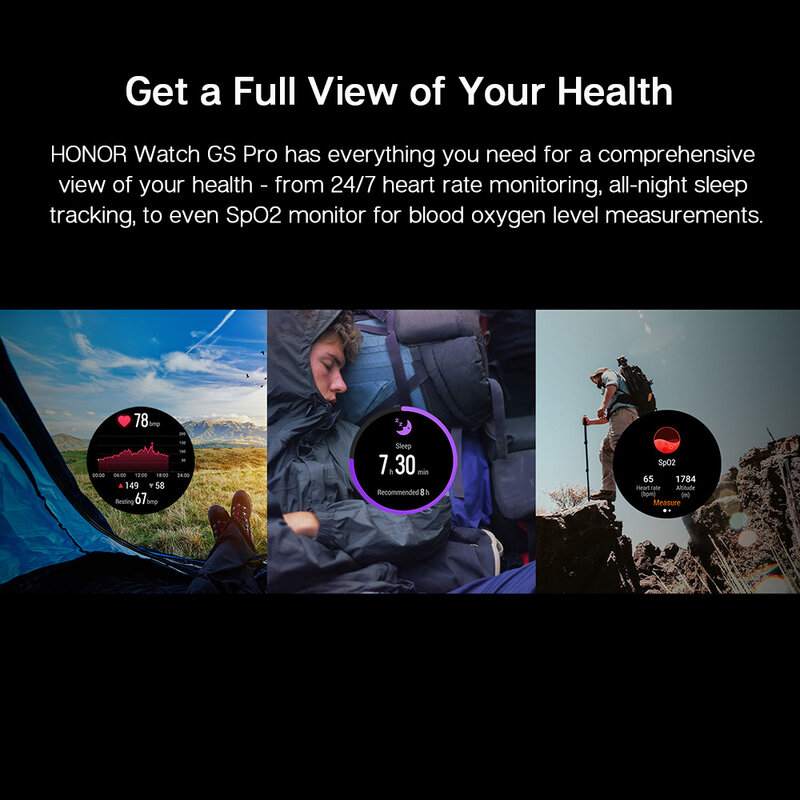 Versão global honra relógio gs pro smartwatch spo2 monitor de freqüência cardíaca smartwatch bluetooth chamada 5atm esportes relógio
