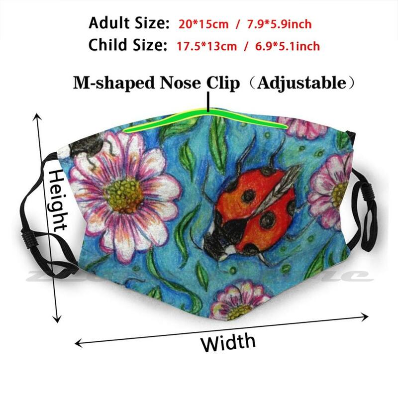 You & #39 ; Re il più carino coccinella modello personalizzato filtro lavabile Pm2.5 maschera per bambini adulti coccinella insetti Bug carino floreale