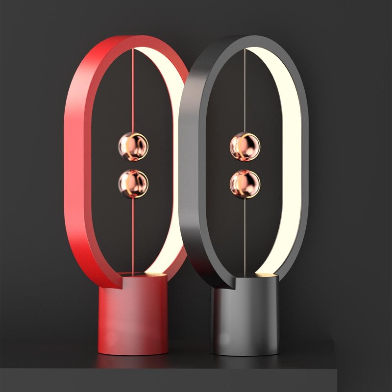Mini lámpara de mesa LED de equilibrio HENGPRO recargable por USB, interruptor de aire medio magnético elíptico, luz nocturna para el cuidado de los ojos, Control táctil
