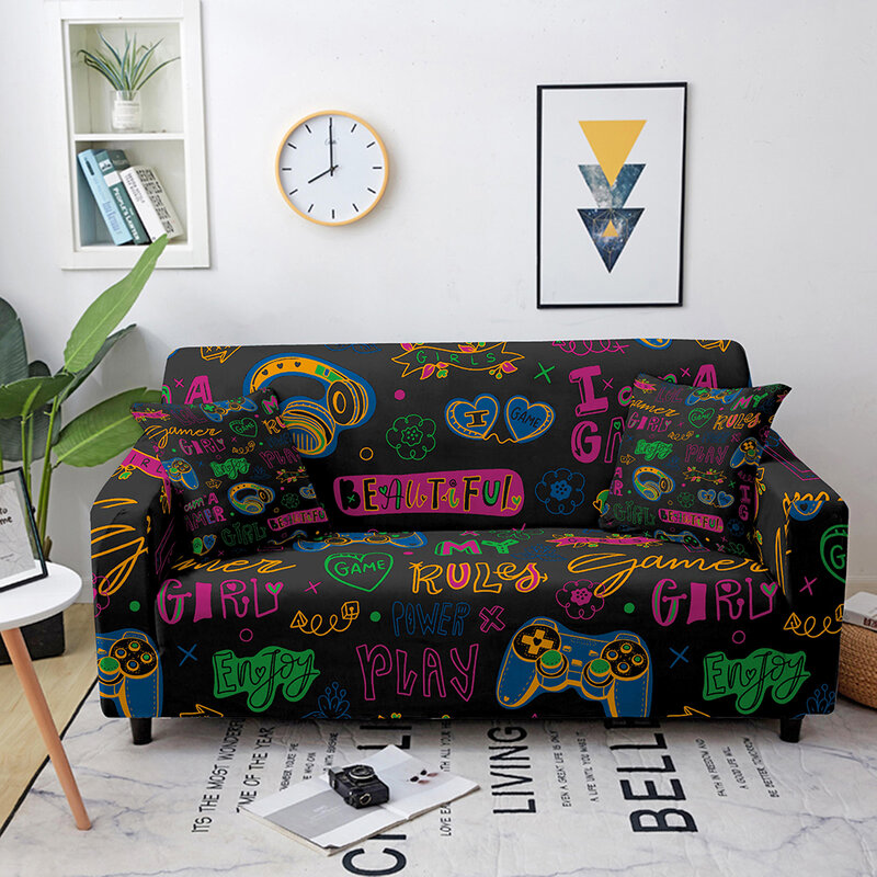 Cartoon Hippie Sofa Covers Voor Woonkamer Sectionele Hoekbank Cover Elastische Hoes Couch Cover Funda Sofa Fauteuil Cover