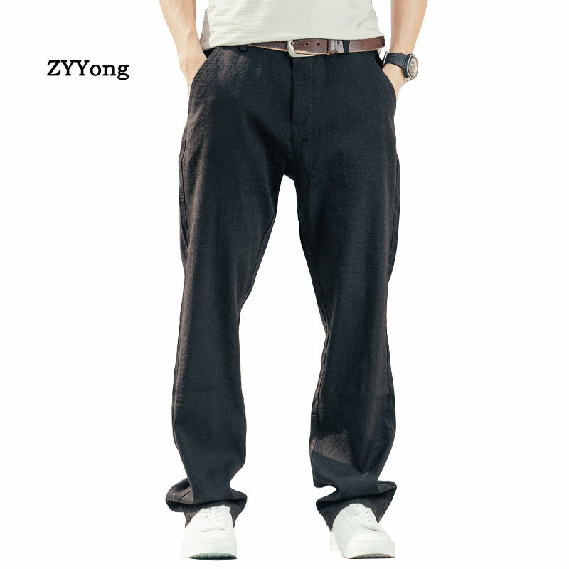 Calças masculinas largas, elásticas, casuais, respiráveis, resistentes, esportivas, confortáveis, finas, pretas