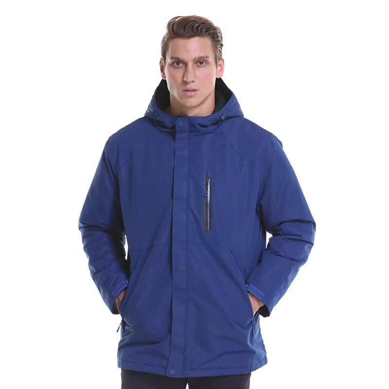 Veste d'hiver chauffante USB pour homme, veste en coton, coupe-vent imperméable, manteau à capuche optique, cadeau du père chaud