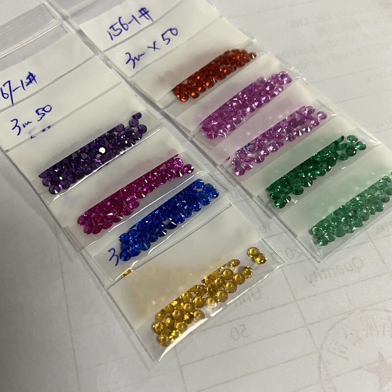 Meisidian-GEMA suelta de zafiro arcoíris de laboratorio, calidad 5A, 9 colores, forma redonda, 2mm