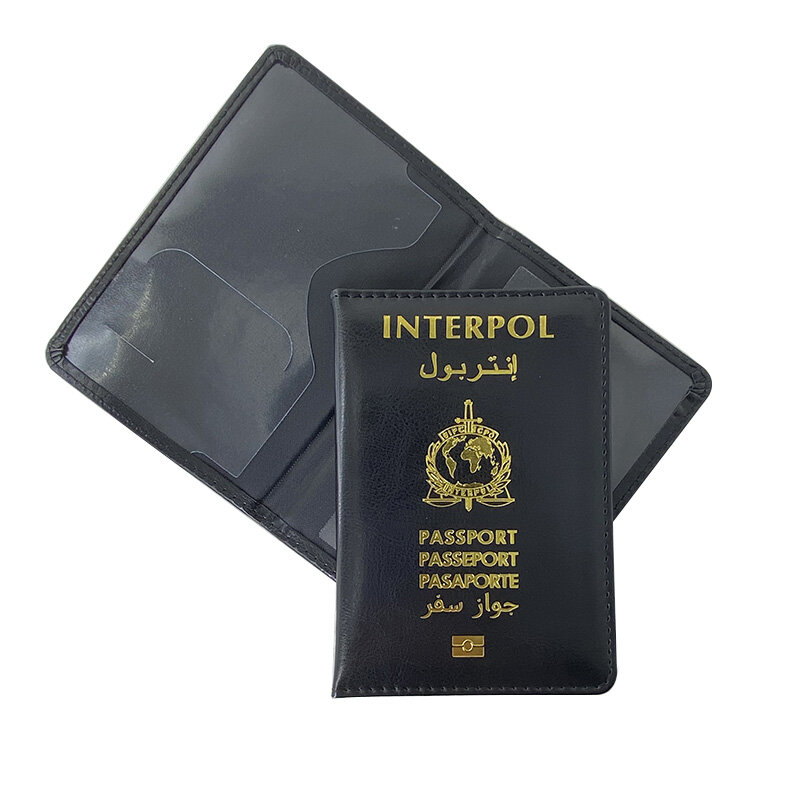 Funda de pasaporte con logotipo de la Policía Internacional, billetera de viaje, funda de pasaporte, accesorios de viaje, nuevo