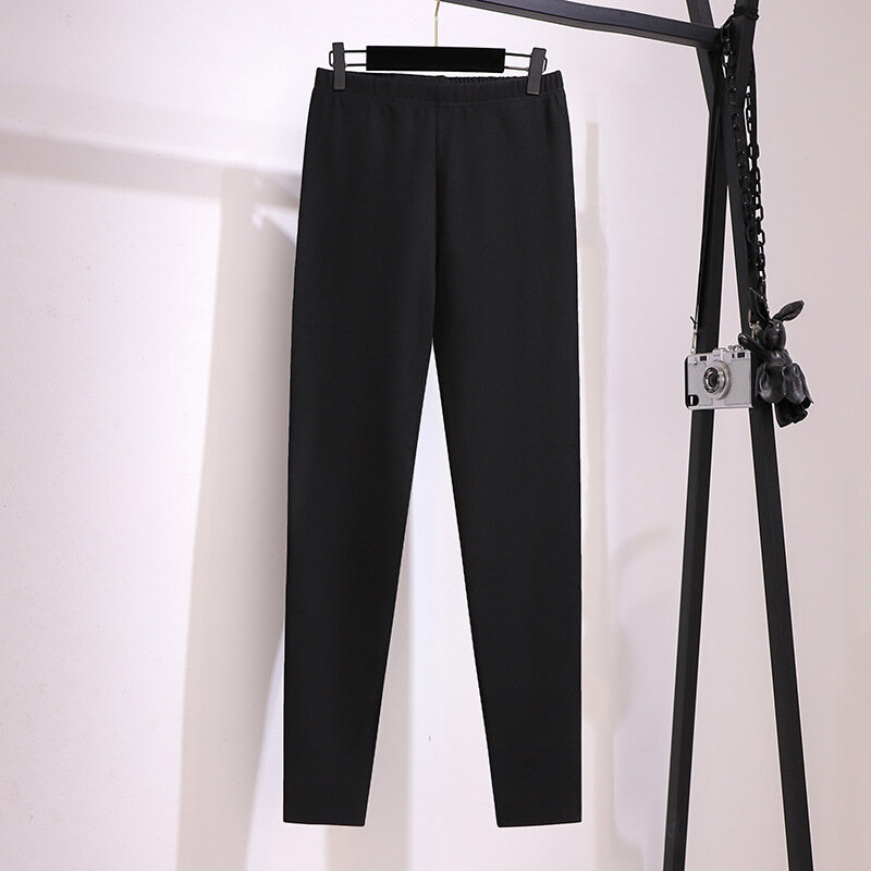 Новинка 2021, осенне-зимние стандартные брюки-карандаш для женщин, большие облегающие эластичные черные бархатные теплые брюки 3XL, 4XL, 5XL, 6XL, 7XL