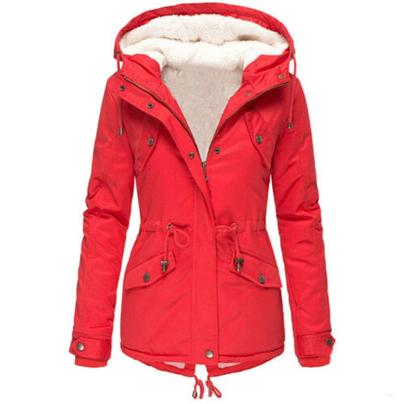 따뜻한 솔리드 후드 드로 스트링 패딩 롱 슬림 파카 자켓 여성용, 두꺼운 코튼, 패션, 가을 겨울