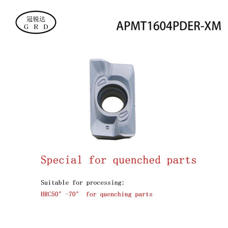 High quality APMT1135 APMT1604 inserts for Cast iron quenching APMT1135PDER APMT1604PDER XM H2 M2 blade HRC 70° carbide inserts