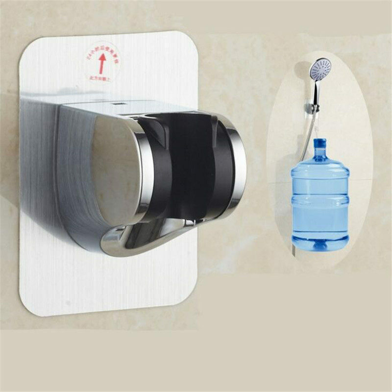 Soco-Free Shower Head Holder, Ajustável, Polido Shower Head Rack, Auto-adesivo, Handheld, Sucção, Acessórios de parede do banheiro