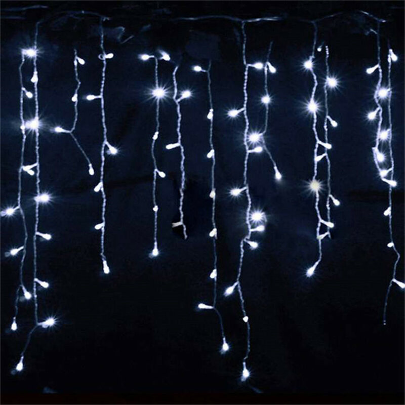 Guirnalda navideña de luces LED, cortina de carámbano, caída de 0,4-0,6 M, CA de 220V, para jardín, calle, exteriores, luz decorativa para vacaciones, 5m