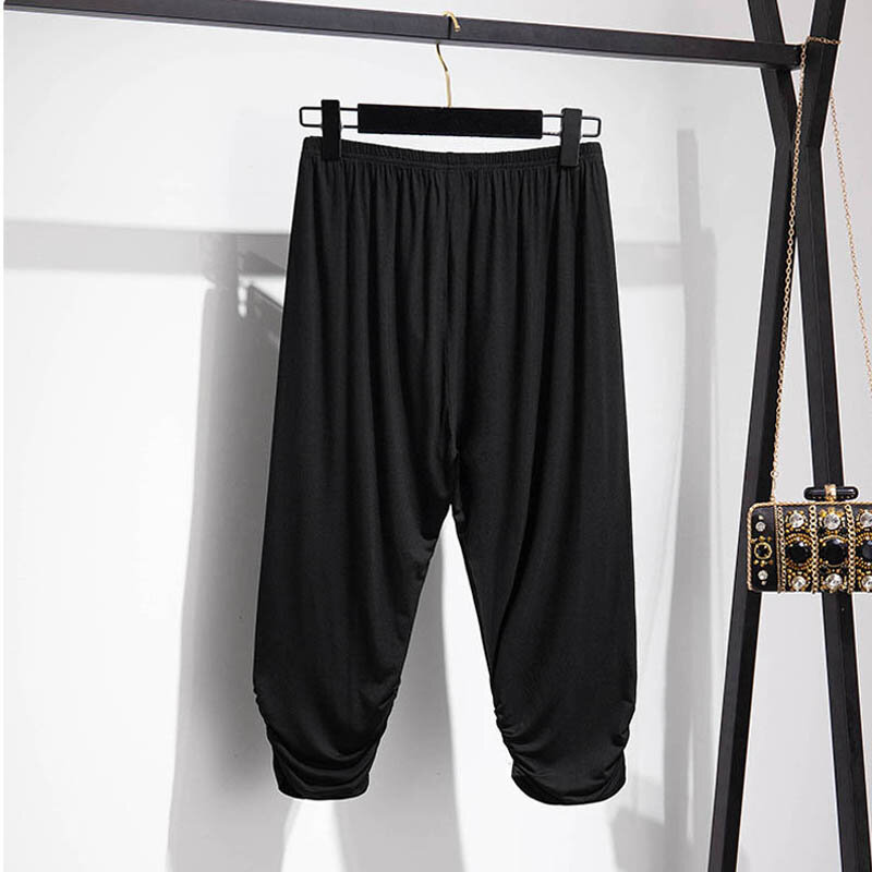 Pantalones cortos holgados de cintura alta para mujer, Leggings adelgazantes finos, color negro, talla grande, 165Kg, 5XL, 6XL, 7XL, 8XL, 9XL