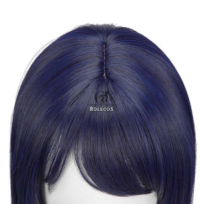 Парик для косплея ROLECOS Kujyo Sara Game Genshin Impact Kujyo Sara, синий, 35 см, женский головной убор, термостойкие синтетические волосы