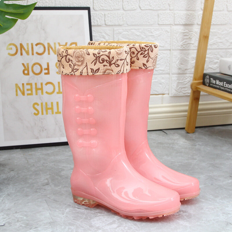 Stivali da pioggia Color gelatina donna scarpe da pioggia a tubo medio Bottine Femme 2021 Slip on scarpe di gomma stivali invernali per donna lavoro impermeabile