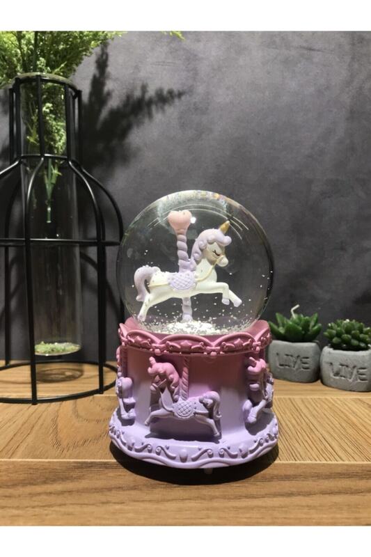 Carrossel caixa de música globo de neve pulverizado romântico dia dos namorados presente globo menina menino design bola de cristal de vidro