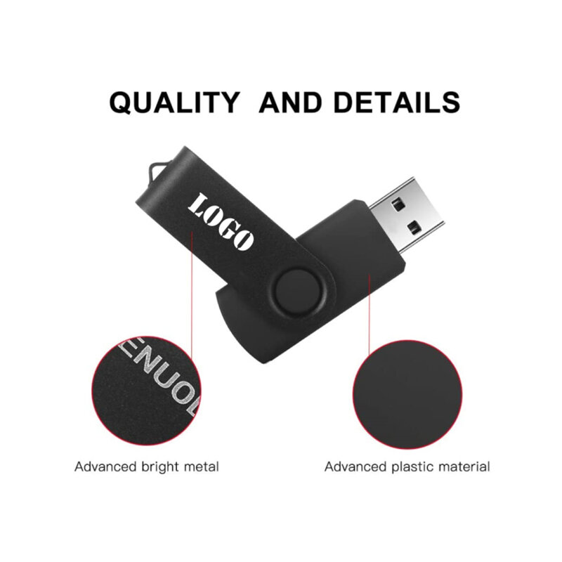 Unidad Flash USB 2,0 con logotipo personalizado, pendrive de alta velocidad de 1GB, 2GB, 16GB, 32GB, 64GB, con llave OTG, 10 unidades