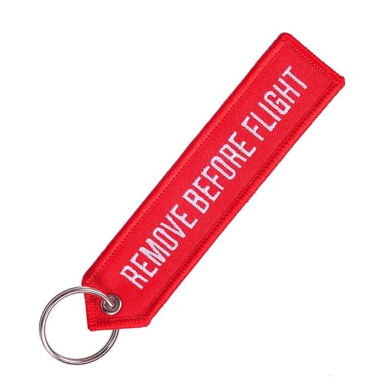 Remove Before Flight Car Keychains Aviation Gifts Customize Red Embroidery Highlight Key Fobs keyring Chains Jewelry  Berloques