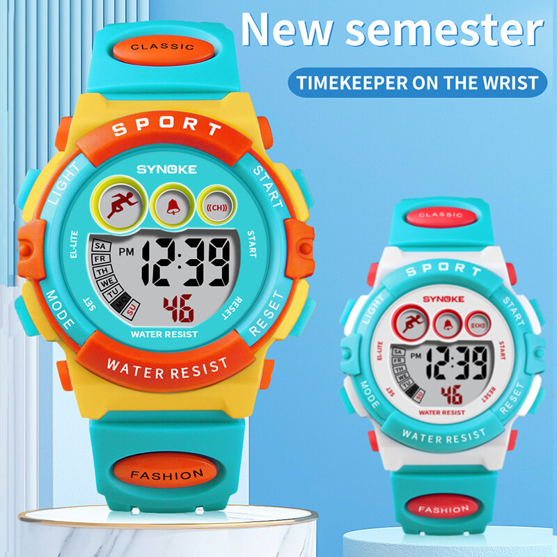 Часы детские цифровые, уличные спортивные светодиодные с хронографом, водонепроницаемость 50 м, для мальчиков и девочек