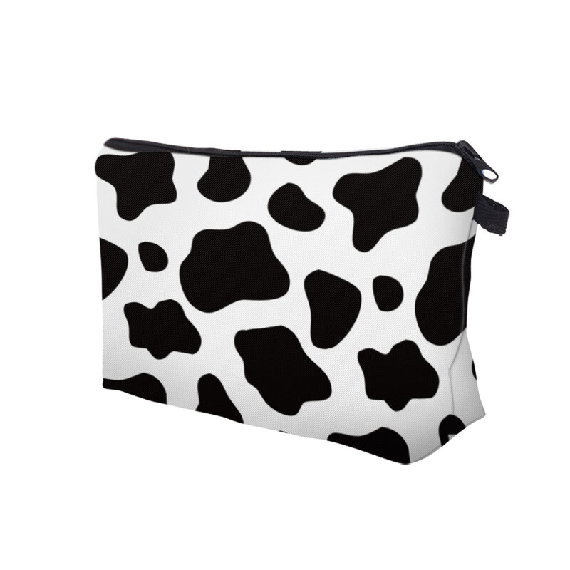 Deanfun-Bolsa de cosméticos con diseño de manchas de vaca para mujer, bolsas duraderas impermeables, estilo Simple, bolsas de almacenamiento de artículos de tocador portátiles, 52558