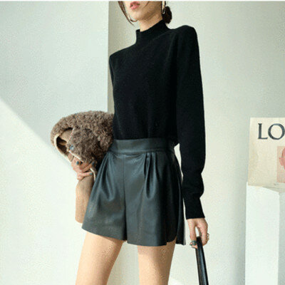 Tao Ting Li Na New Fashion Genuine Sheep Leather Shorts G4
