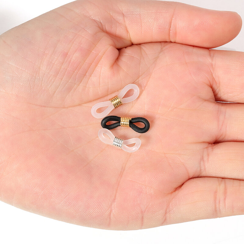 50 buah bingkai kacamata baja tahan karat penahan konektor karet untuk kacamata hitam tempat kacamata rantai Aksesori kalung