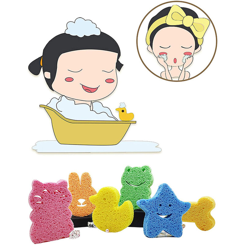 Esponja do bebê para o banho, crianças naturais, tempo do chuveiro do banho da criança, formas animais bonitos konjac brinquedos do banho do bebê esponja da banheira