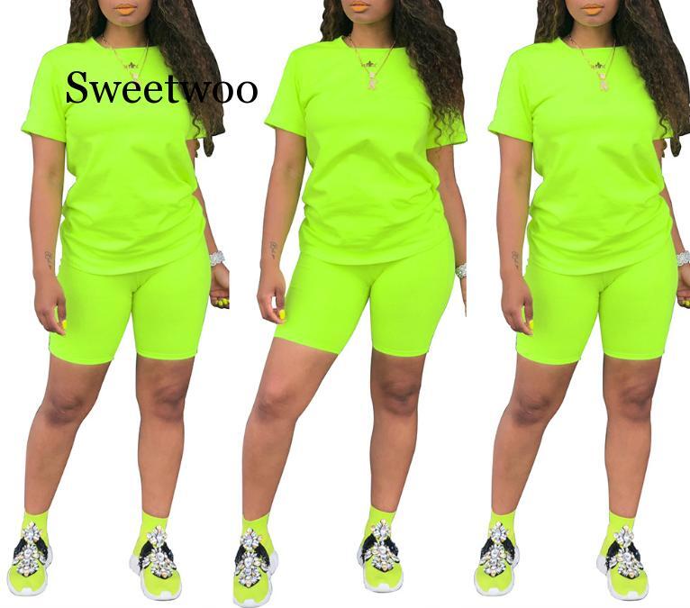 SWEETWOO Casual Two Piece Set Sexy Club Outfits Women V Neck Short Sleeve T Shirt And Shorts Sweat Suits Sets