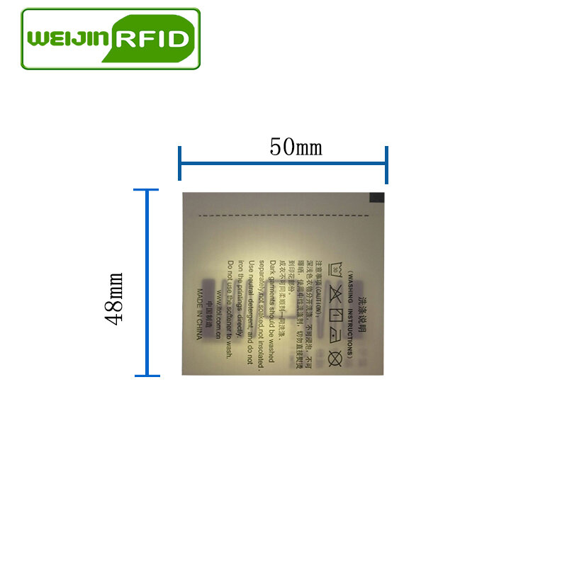 Etiqueta de lavanderia rfid uhf para impressão, roupa lavável, 50x48 915 868 860-960m impinj monza r6 epc gen2 6c, placa inteligente, etiquetas rfid passivas