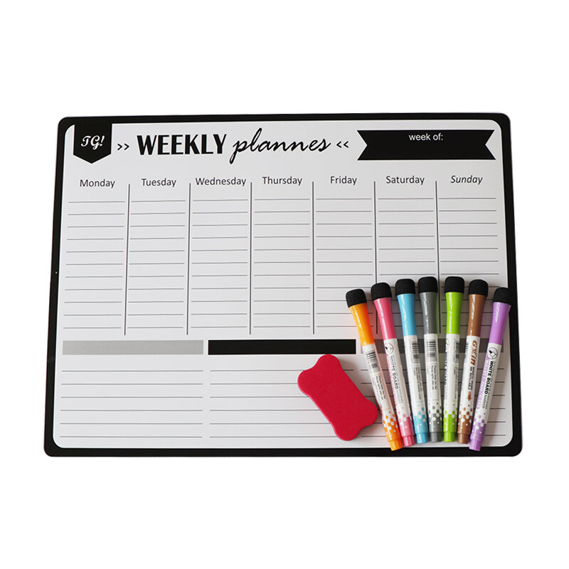 Planificador mensual semanal magnético, calendario, mensajes de dibujo, pizarra blanca, imán de nevera, pegatina de pared, tablero para notas