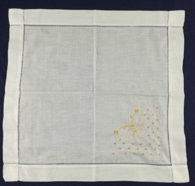 Set von 12 Fshion Taschentücher Weiß leinen Hemstitched Serviette 18 "x18"-zoll Leiter Bestickt Blume Abendessen servietten