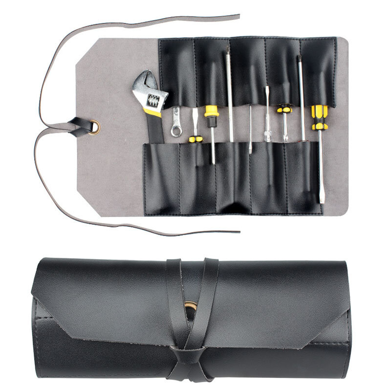 PVC เครื่องมือ Roll Up กระเป๋าหลายกระเป๋า Multifunctional เครื่องมือประแจม้วนกระเป๋าเครื่องมือซิป Carrier Tote กระเป๋าหนัง PU