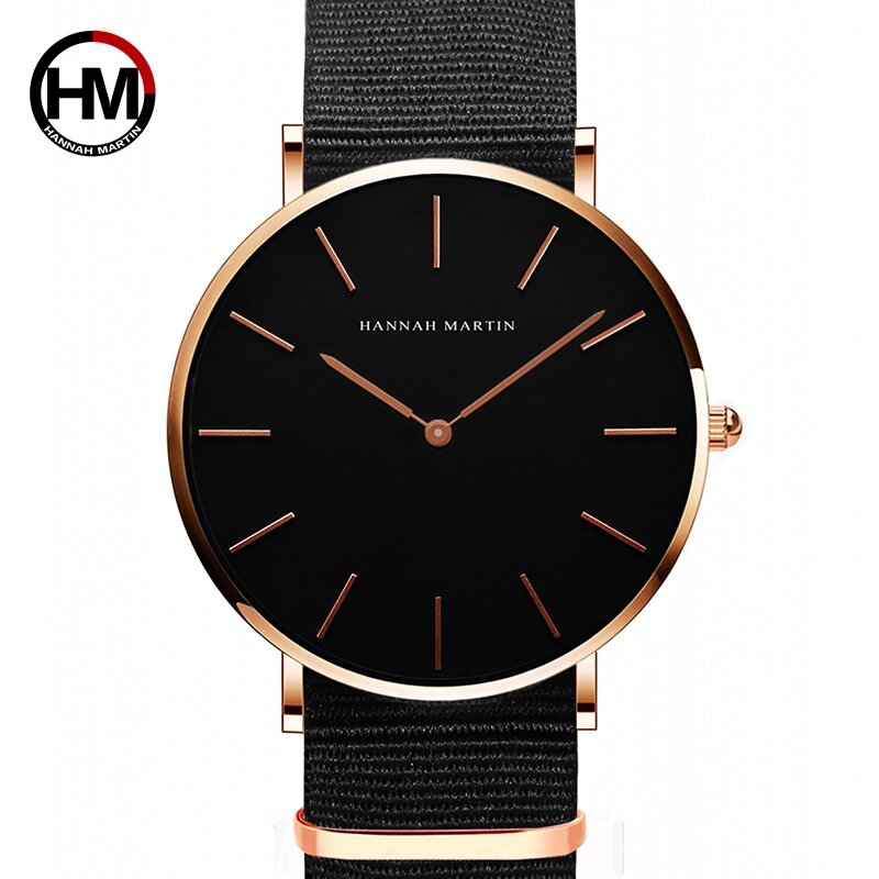 Japan Quartz Movt Mannen Eenvoudige Waterdicht Fashion Brand Black Nylon Sport Casual Horloges Mannen Vrouwen Unisex Horloge Dropshipping
