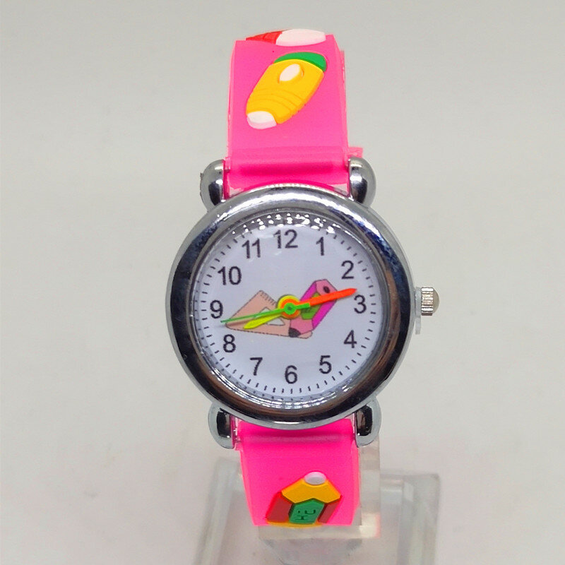 Reloj de pulsera de cuarzo deportivo para niños y niñas, regalo de aprendizaje para estudiantes, regla, Bolsa Escolar, patrón